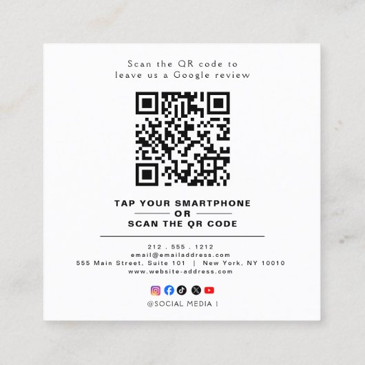 Professional QR Code Google Review  スクエア名刺 (裏面)