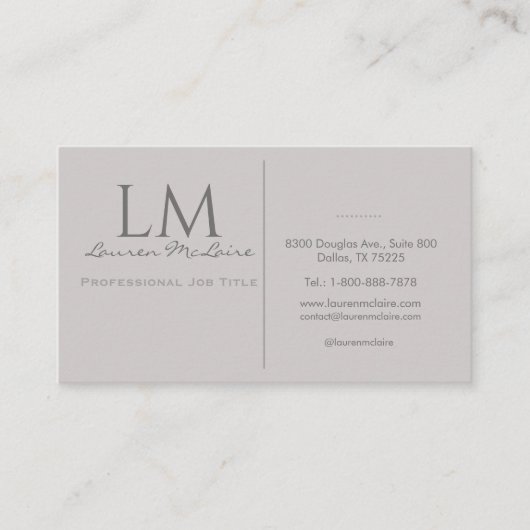 Professional QR Code Monogram Taupe Gray 名刺 (正面)