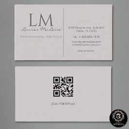 Professional QR Code Monogram Taupe Gray 名刺