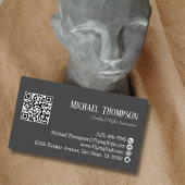 Professional QR Code Photo Gray Aviation Pilot 名刺