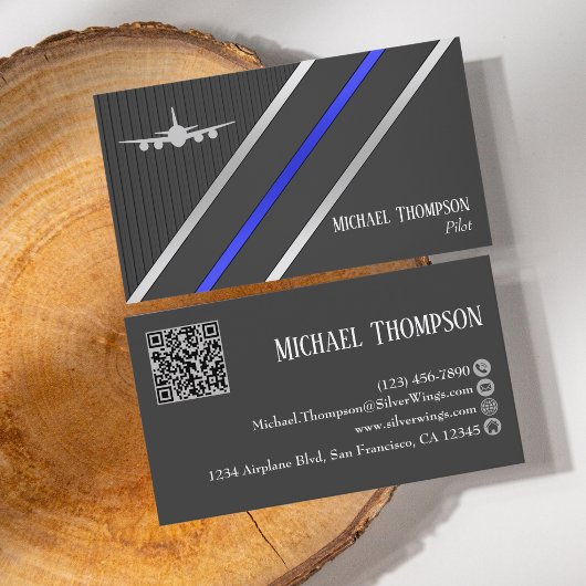 Professional QR Code Pilot Stylish Aviation 名刺