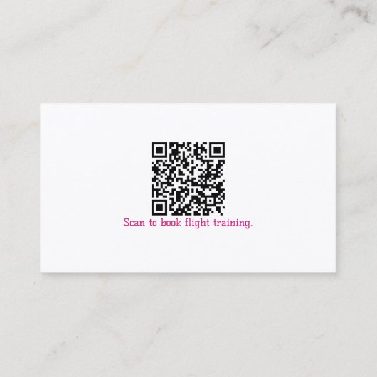 Professional QR Code Pink Plane Flight Instructor 名刺 (裏面)