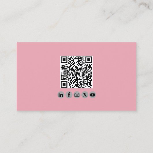Professional QR Code Pink White Flight Instructor 名刺 (裏面)