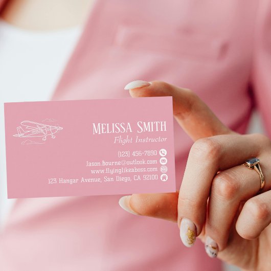 Professional QR Code Pink White Flight Instructor 名刺