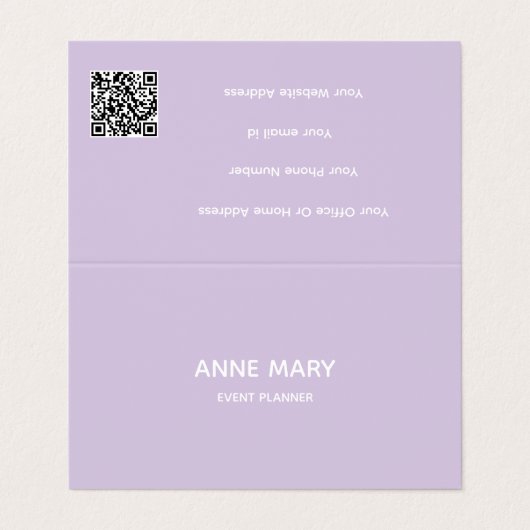 Professional QR Code Purple White Lavender Violet 名刺 (外部フラット)