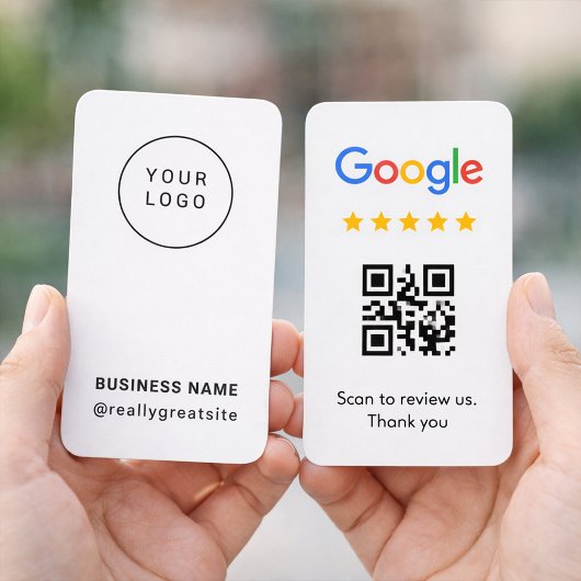 Professional QR code review card for small