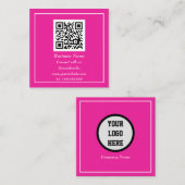 Professional QR Code Scannable Hot pink スクエア名刺 (正面/裏面)