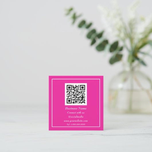 Professional QR Code Scannable Hot pink スクエア名刺 (スタンド正面)