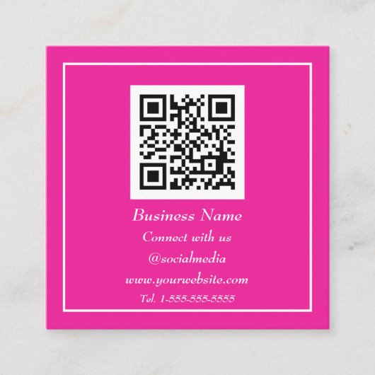 Professional QR Code Scannable Hot pink スクエア名刺 (正面)