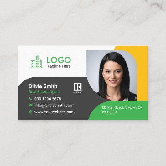 Professional Real Estate Agent Customizable Modern 名刺 (正面)