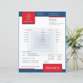 Professional Red Blue White Business Invoice (スタンド正面)