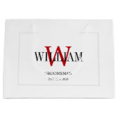 Professional Red& White Groomsmen Minimalist  ラージペーパーバッグ (正面)