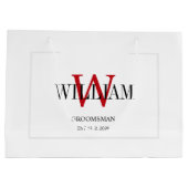 Professional Red& White Groomsmen Minimalist  ラージペーパーバッグ (裏面)