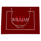 Professional Red& White Groomsmen Minimalist  ラージペーパーバッグ (正面)