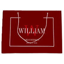 Professional Red& White Groomsmen Minimalist 