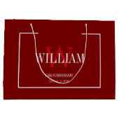 Professional Red& White Groomsmen Minimalist  ラージペーパーバッグ (裏面)