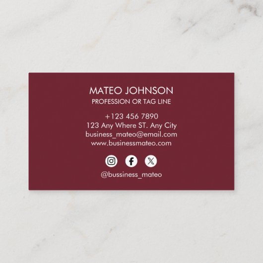 Professional Red Wine Add your Logo 名刺 (裏面)