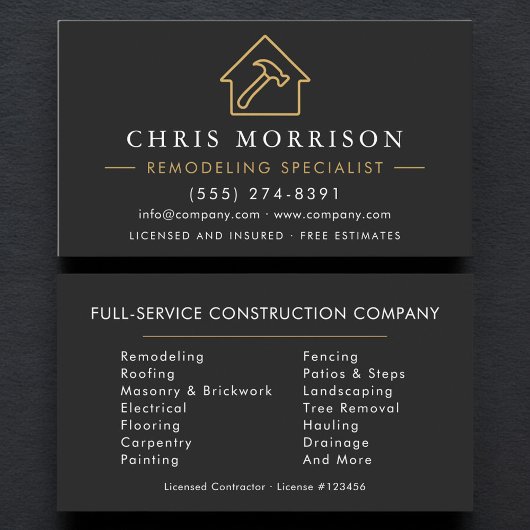 Professional Remodeling Specialist Construction 名刺
