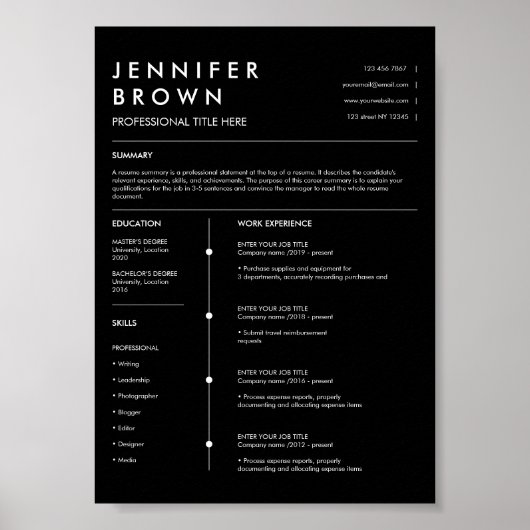 Professional resume template modern cv digital ポスター (正面)