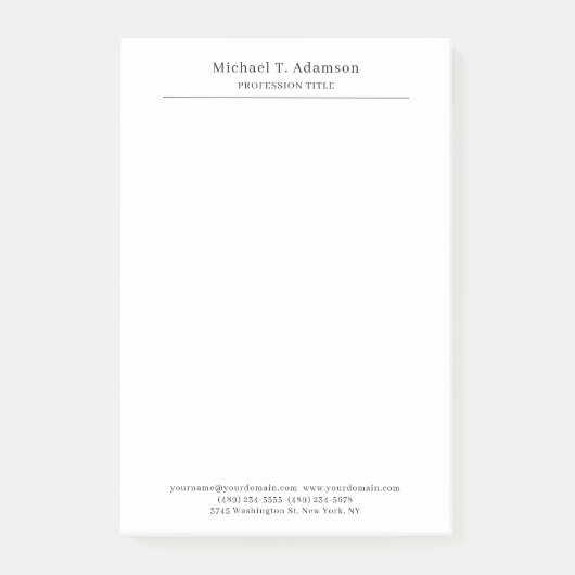 Professional Retro Style Elegant Plain Simple ポストイット (正面)