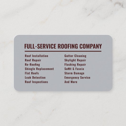 Professional Roofing Company Maroon & Grey Roofer 名刺 (裏面)