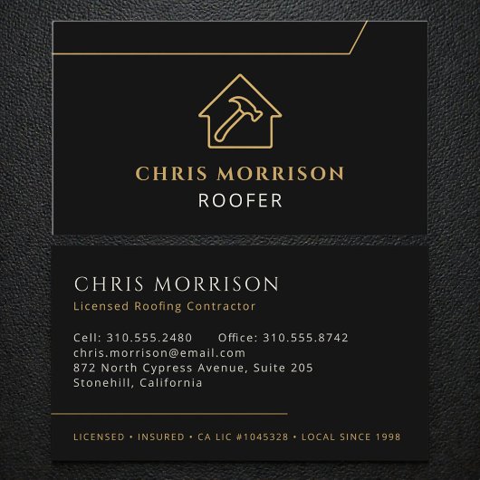 Professional Roofing Roofer Construction Black 名刺