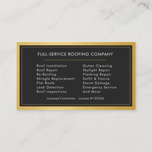 Professional Roofing Roofer Construction Services 名刺 (裏面)