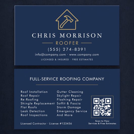 Professional Roofing Roofer QR Code 名刺