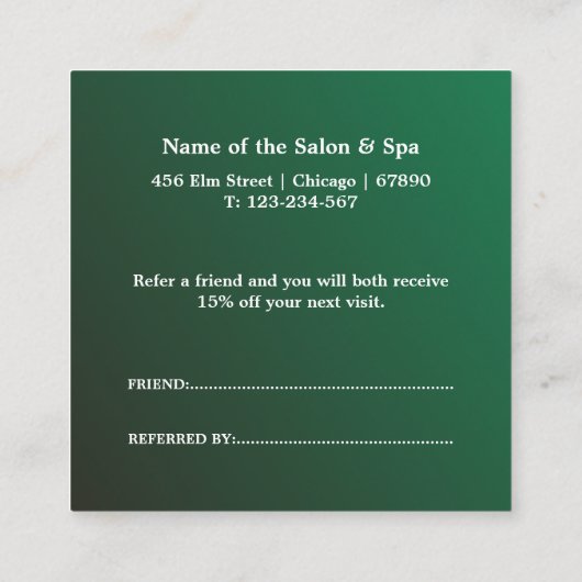 Professional Salon & Spa Referral Card | Editable 割引カード (裏面)