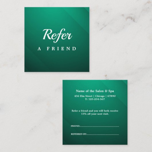Professional Salon & Spa Referral Card | Editable  割引カード (正面/裏面)