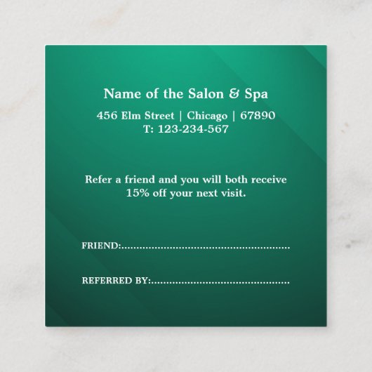 Professional Salon & Spa Referral Card | Editable  割引カード (裏面)