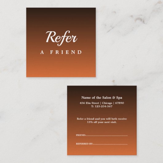 Professional Salon & Spa Referral Card | Editable  割引カード (正面/裏面)