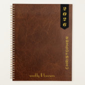 Professional Script on Brown Leather Pattern プランナー手帳 (正面)