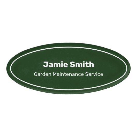 Professional Service Business Green & White Oval 名札 (正面)