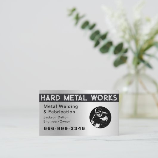Professional Shiny Black Welding Metal Fabricator  名刺 (スタンド正面)