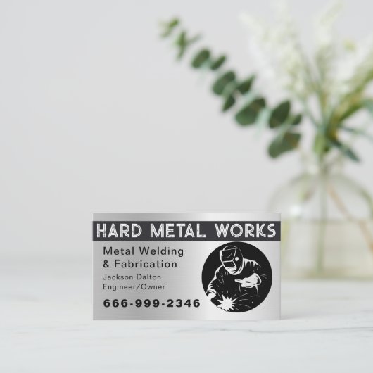 Professional Shiny Black Welding Metal Fabricator 名刺 (スタンド正面)