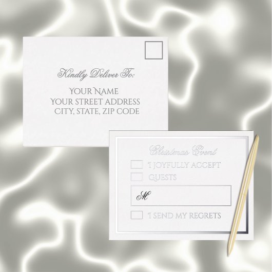 Professional Silver Foil Holiday Response Card 箔シーズンポストカード