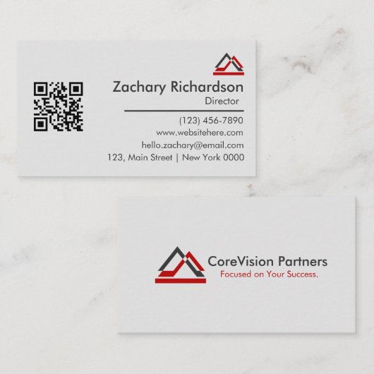 Professional Simple Clean Bold Typography QR Code 名刺 (正面/裏面)