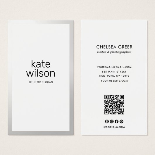 Professional Simple White Silver Border (正面&裏面)