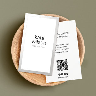Professional Simple White Silver Border