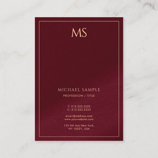 Professional Sleek Gold Monogram Luxury Silk 名刺 (裏面)