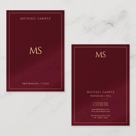 Professional Sleek Gold Monogram Luxury Silk 名刺 (正面/裏面)