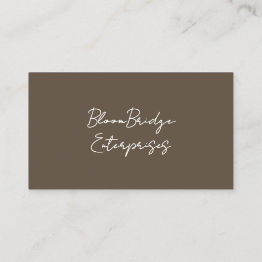 Professional Sleek Two Tone Brown White Typography 名刺 (裏面)