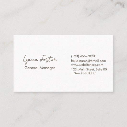 Professional Sleek Two Tone Brown White Typography 名刺 (正面)