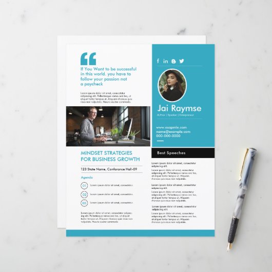 Professional Speaker One Sheet Template (正面/裏面インサイチュ)