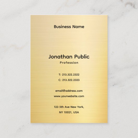 Professional Stylish Faux Gold Template 名刺 (裏面)