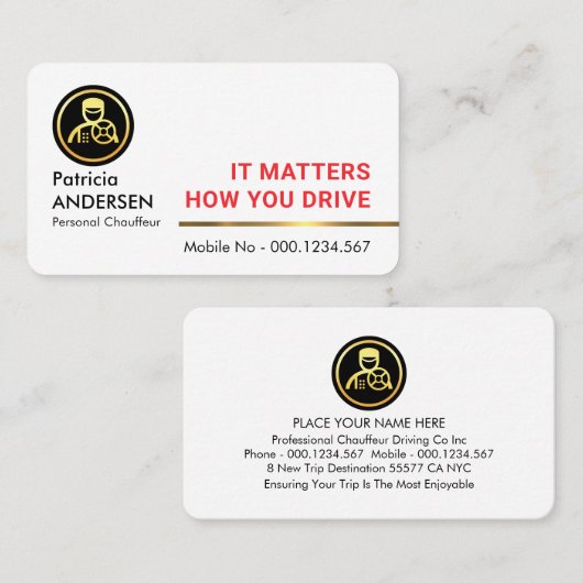 Professional Stylish Gold Chauffeur Line 名刺 (正面/裏面)