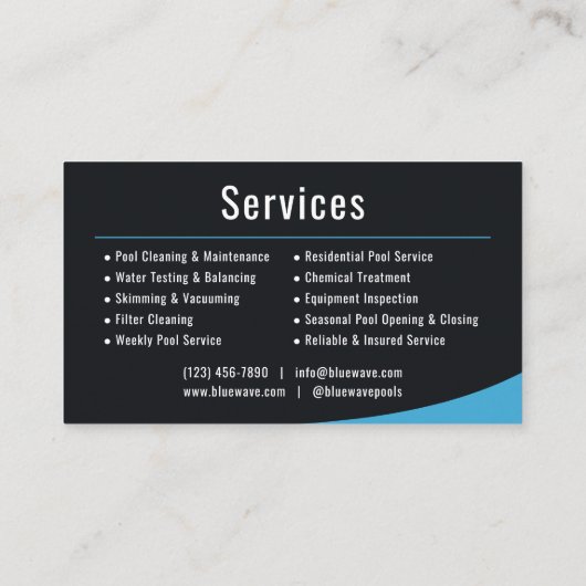 Professional Swimming Pool Maintenance Company 名刺 (裏面)