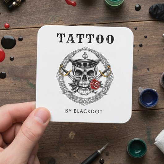 Professional Tattoo Artist Tattoos Studio QR Code スクエア名刺