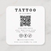 Professional Tattoo Shop Tattoos Studio QR Code スクエア名刺 (裏面)